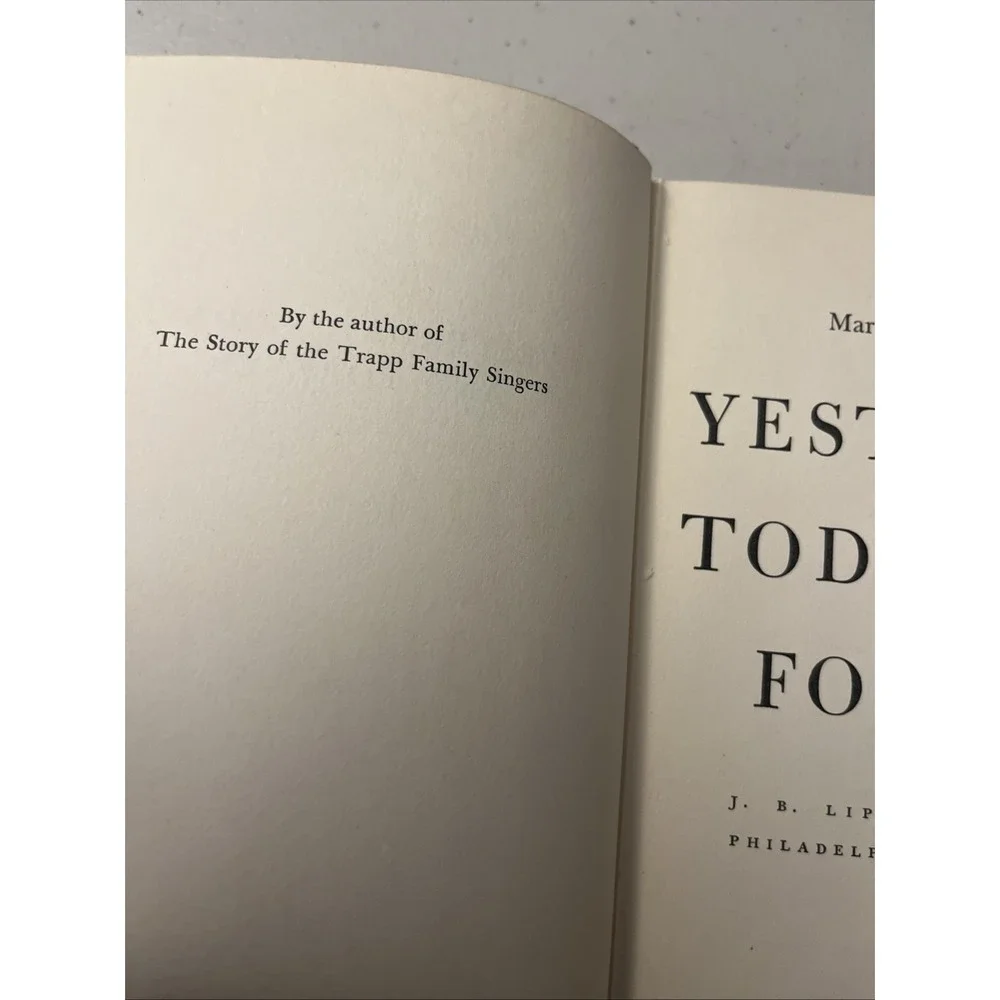 Maria Augusta Trapp Yesterday, Today and Forever 1952 Book Signed Lippincott